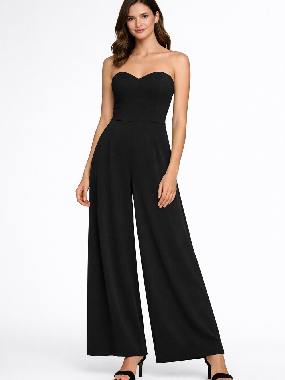 Strapless Wide-Leg Jumpsuit in Black